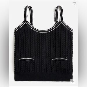 Like new J.Crew Black Cable-Knit Sweater Tank w/ White Trim (Size S)